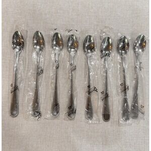Lot Of 8 Orleans‎ Stainless Flatware ORL9 Iced Tea Spoons  Beaded Edge NIB